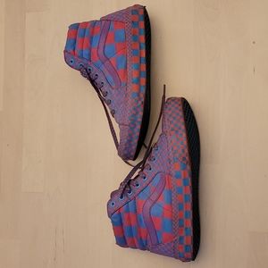 RARE Van's Checkerboard-all-over High Tops Y2K Unisex Mens 10/ Womens 11.5